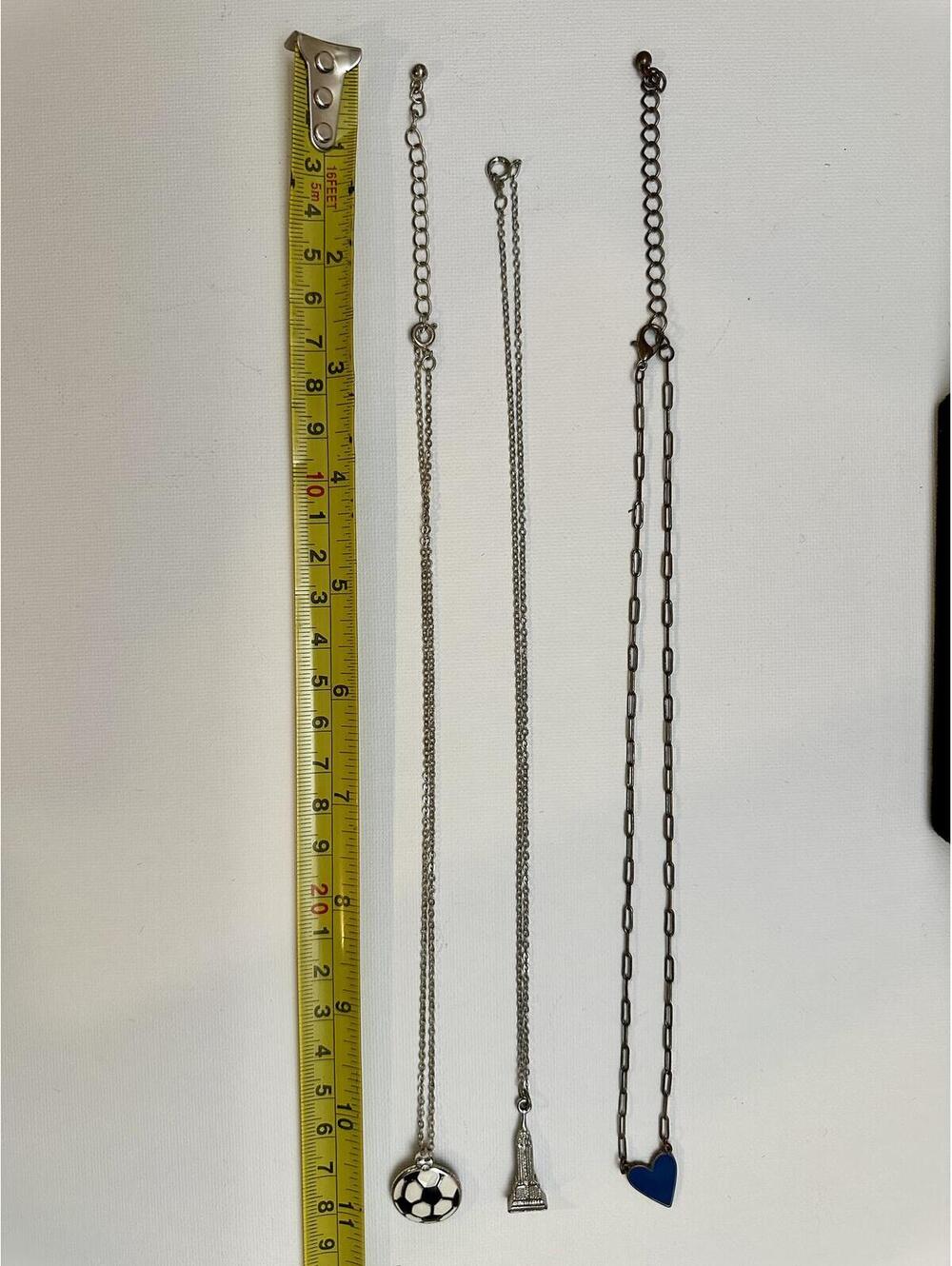 Vintage Set of 3 Silver Tone Pendants Chains - Picture 7 of 7